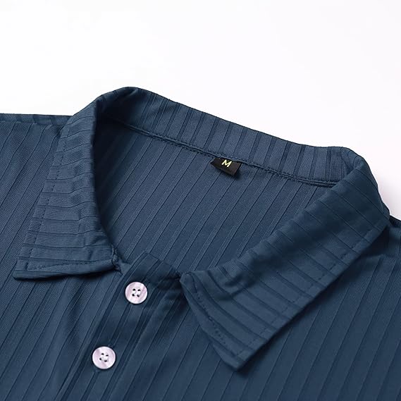 Men's Short Sleeve Polo Shirt with Button Placket