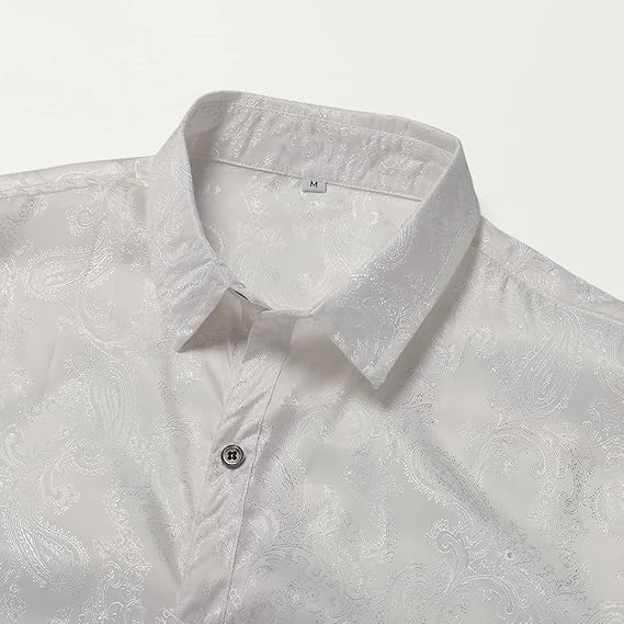 Men's Paisley Long Sleeve Embroidered Shirt