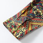 Men's Long Sleeve Paisley Print Linen Shirt