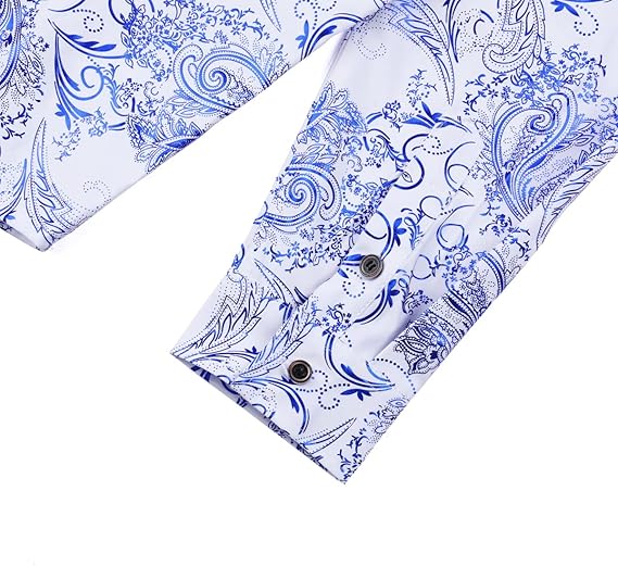 Men's Jacquard Long Sleeve Shirt - Paisley Pattern