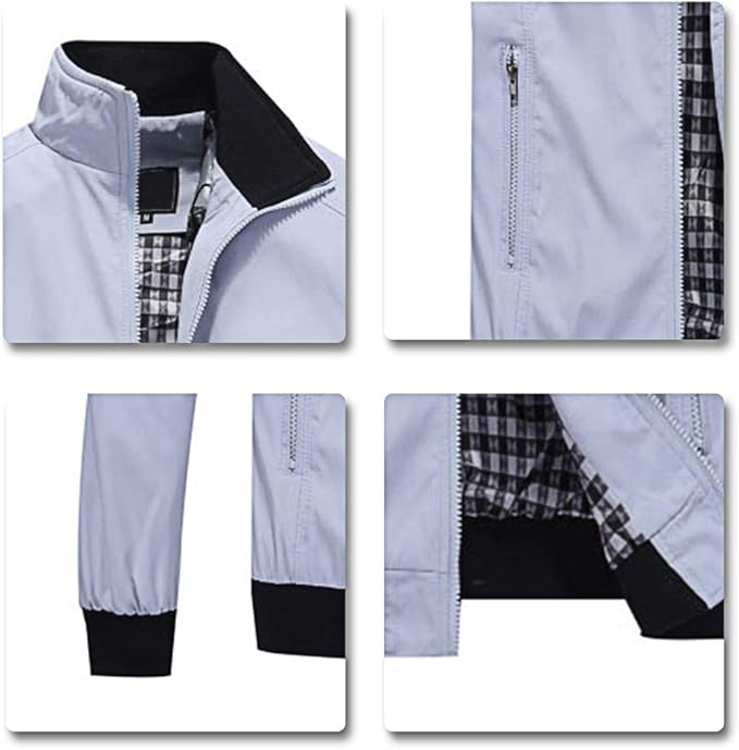 Men's Bomber Jacket with Stand-Up Collar