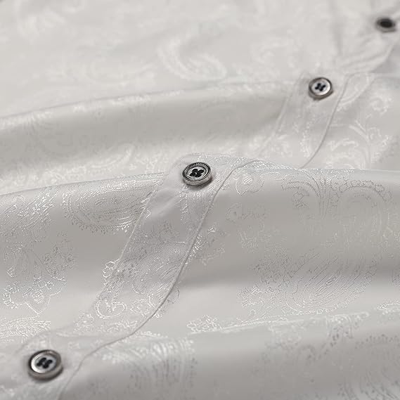 Men's Paisley Long Sleeve Embroidered Shirt