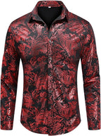 Men's Jacquard Long Sleeve Shirt - Paisley Pattern