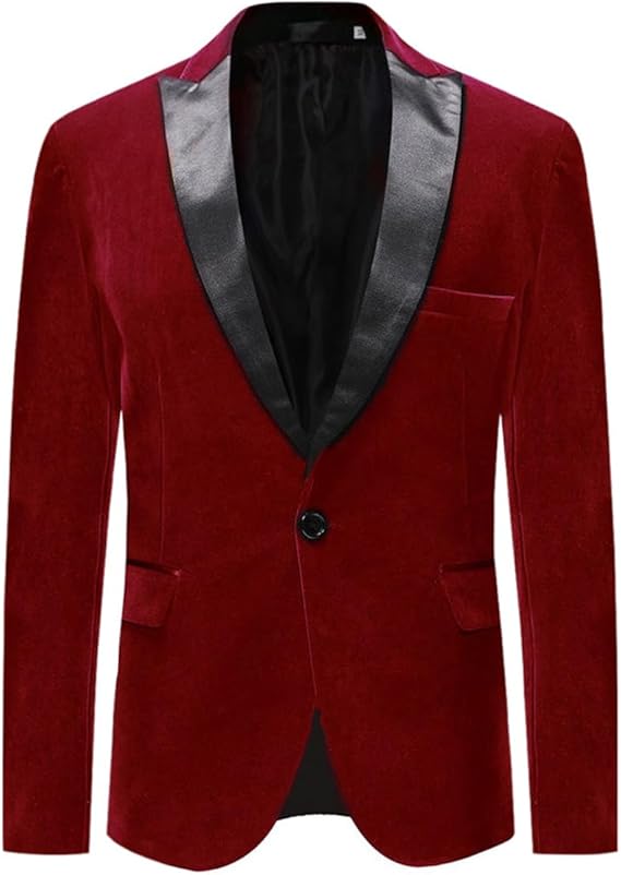 Men's Velvet Blazer Regular Fit Tuxedo Jacket