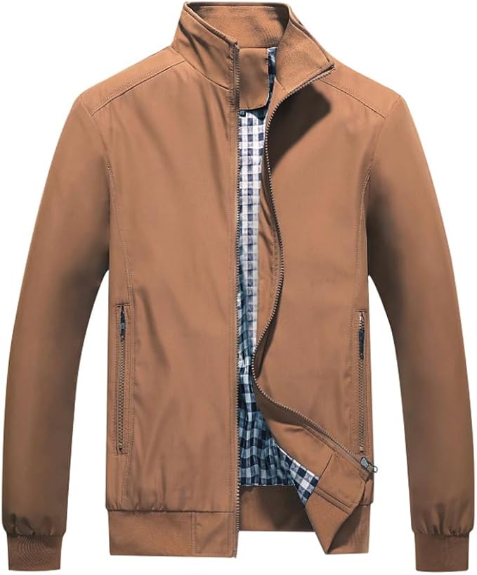 Men's Bomber Jacket with Stand-Up Collar