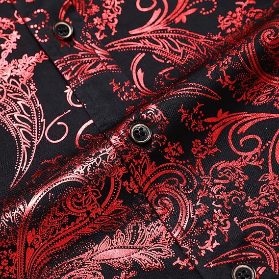 Men's Jacquard Long Sleeve Shirt - Paisley Pattern