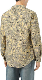 Men's Long Sleeve Paisley Print Linen Shirt