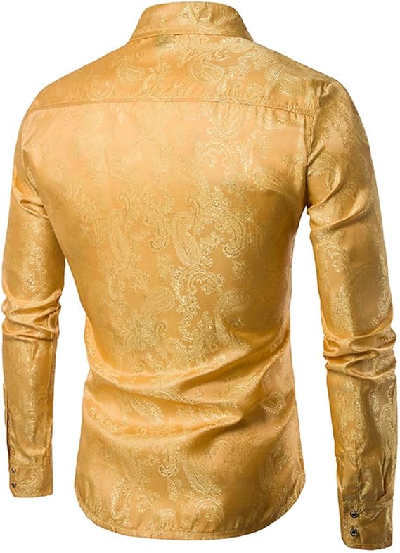 Men's Paisley Long Sleeve Embroidered Shirt
