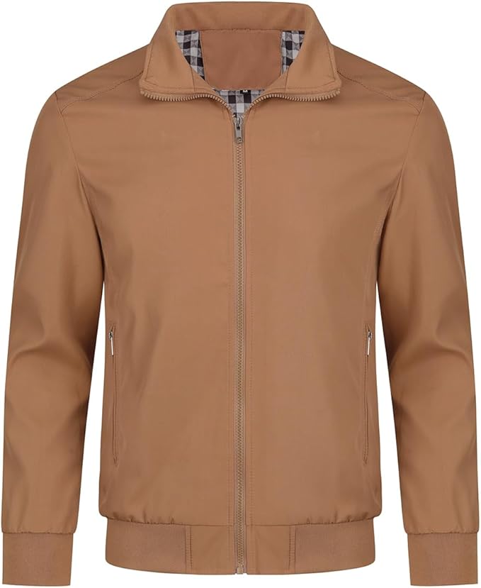 Men's Bomber Jacket with Stand-Up Collar