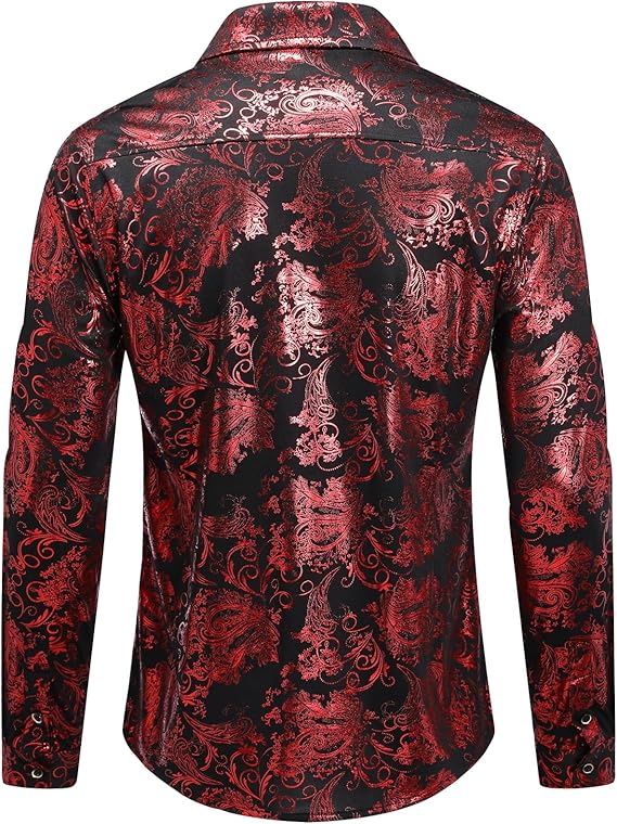 Men's Jacquard Long Sleeve Shirt - Paisley Pattern