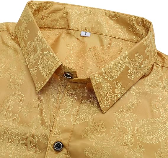 Men's Paisley Long Sleeve Embroidered Shirt