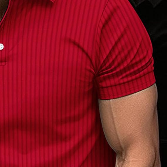 Men's Short Sleeve Polo Shirt with Button Placket