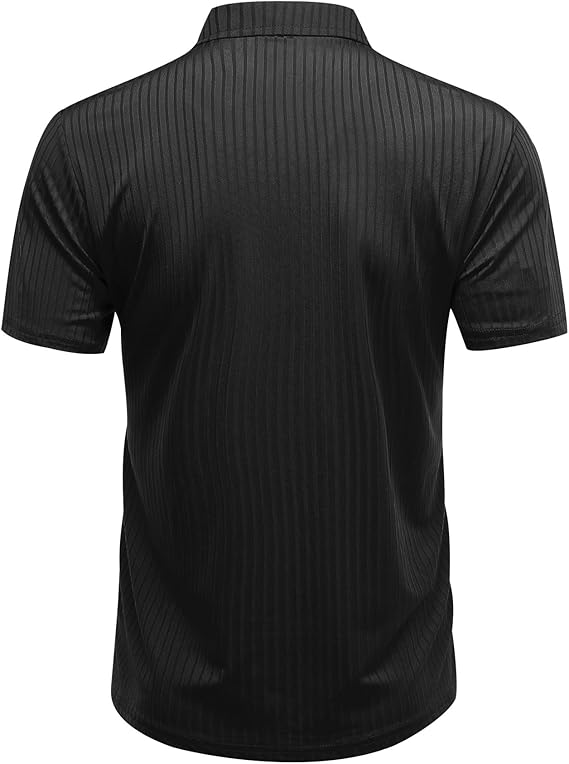 Men's Short Sleeve Polo Shirt with Button Placket