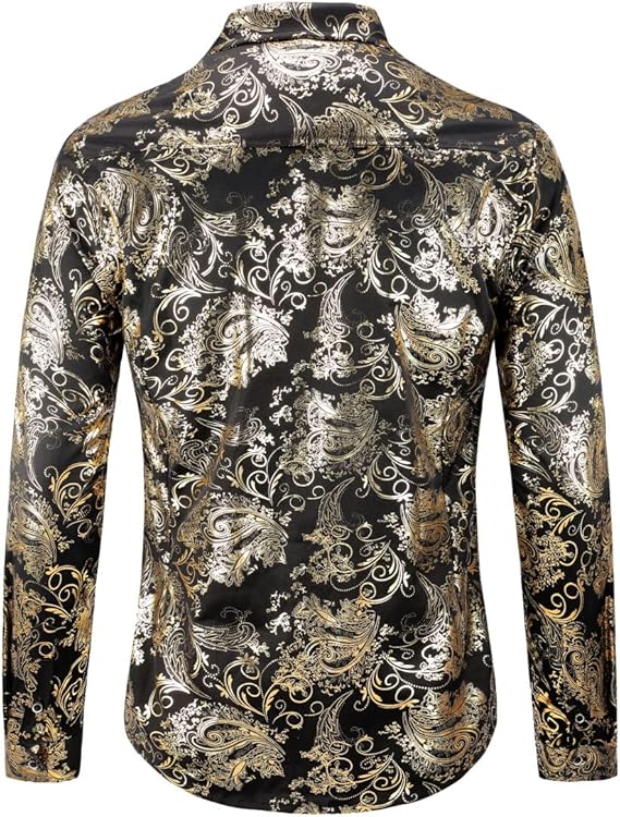 Men's Jacquard Long Sleeve Shirt - Paisley Pattern