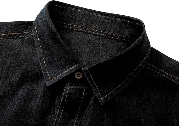 Men's Long Sleeve Denim Shirt – Slim Fit Cotton Casual Button-Down