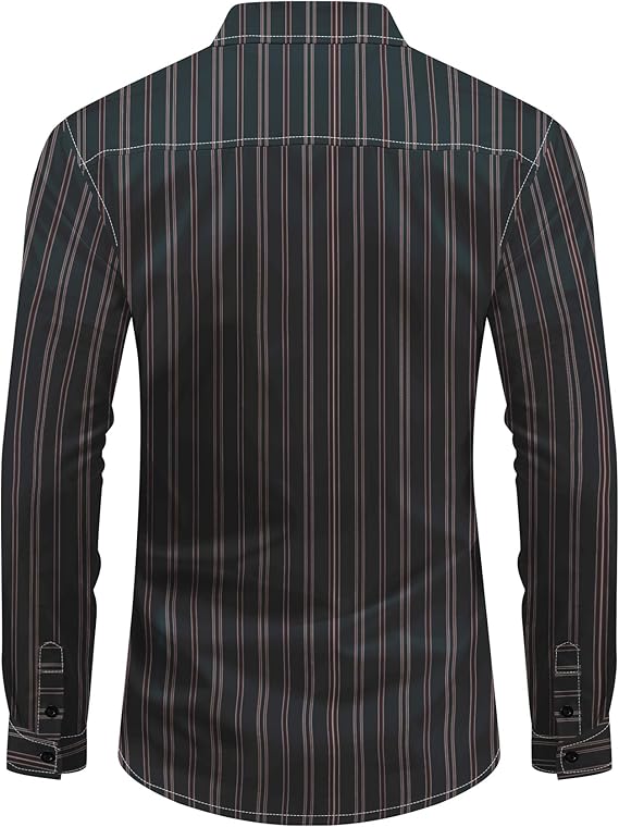 Men's Long Sleeve Casual Shirt – Plaid & Stripe Patterns