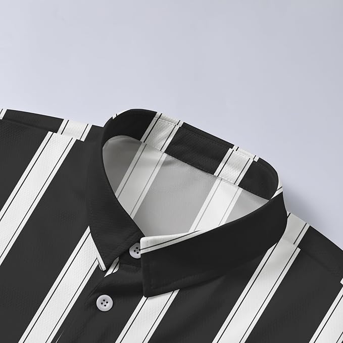 Men's Long Sleeve Striped Polo Shirt