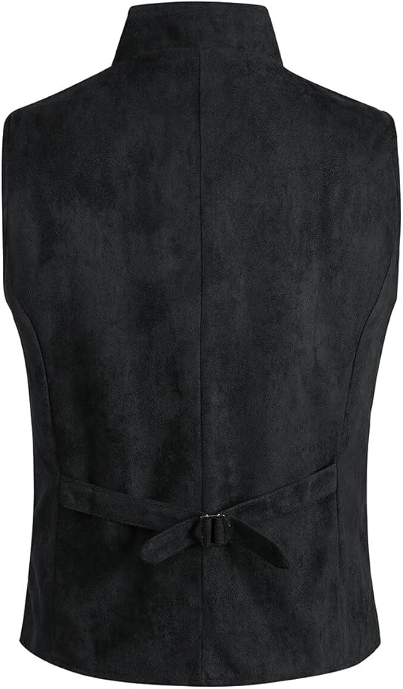 Men's Faux Leather Stand-Up Collar Vest
