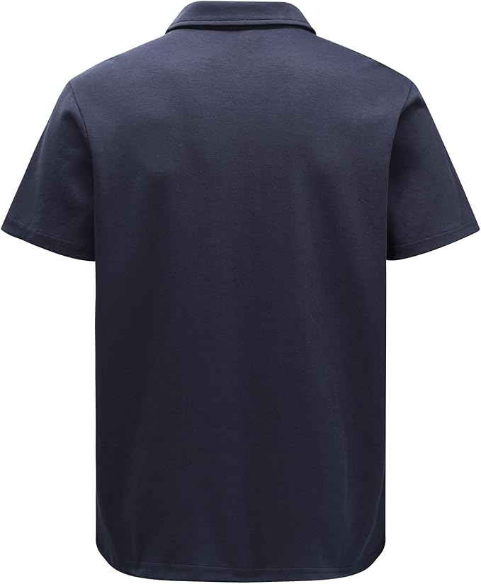 Men's Short Sleeve Polo Shirt with Zip Collar