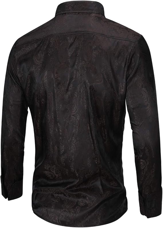 Men's Paisley Long Sleeve Embroidered Shirt