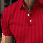 Men's Short Sleeve Polo Shirt with Button Placket