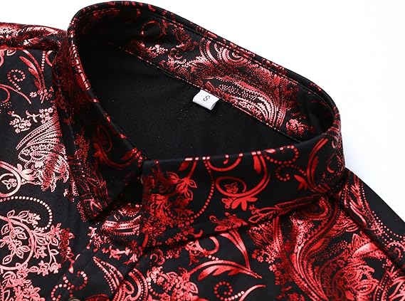 Men's Jacquard Long Sleeve Shirt - Paisley Pattern