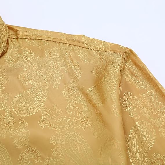 Men's Paisley Long Sleeve Embroidered Shirt