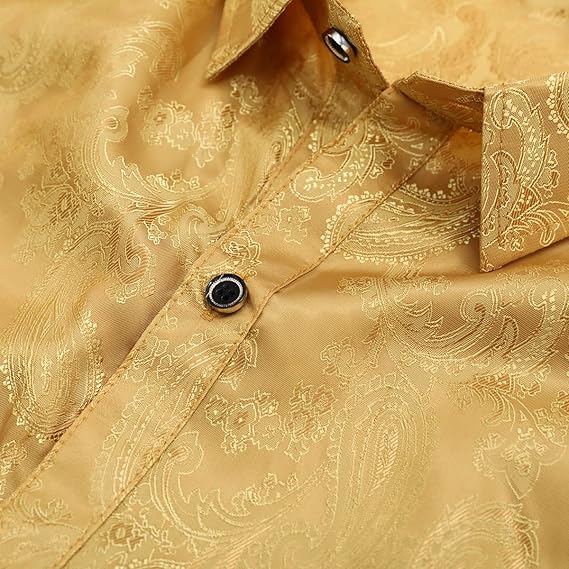 Men's Paisley Long Sleeve Embroidered Shirt