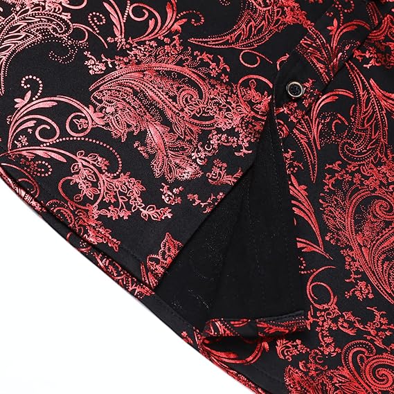 Men's Jacquard Long Sleeve Shirt - Paisley Pattern