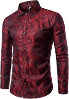 Men's Paisley Long Sleeve Embroidered Shirt