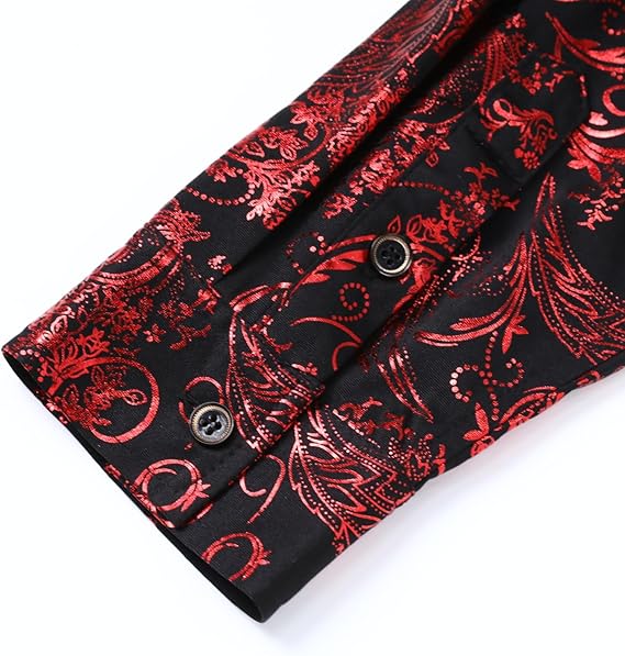 Men's Jacquard Long Sleeve Shirt - Paisley Pattern