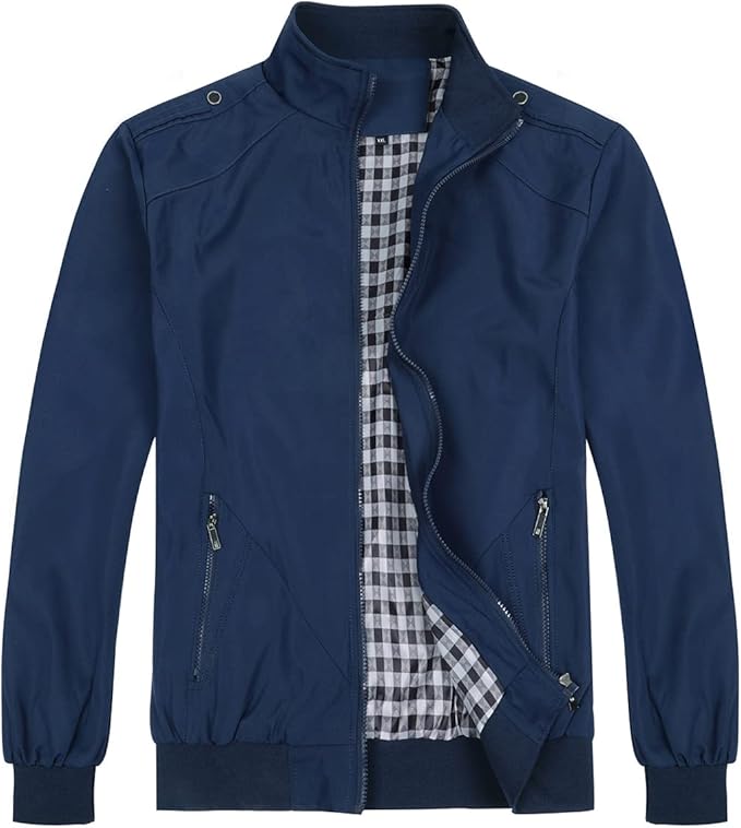 Men's Bomber Jacket with Stand-Up Collar