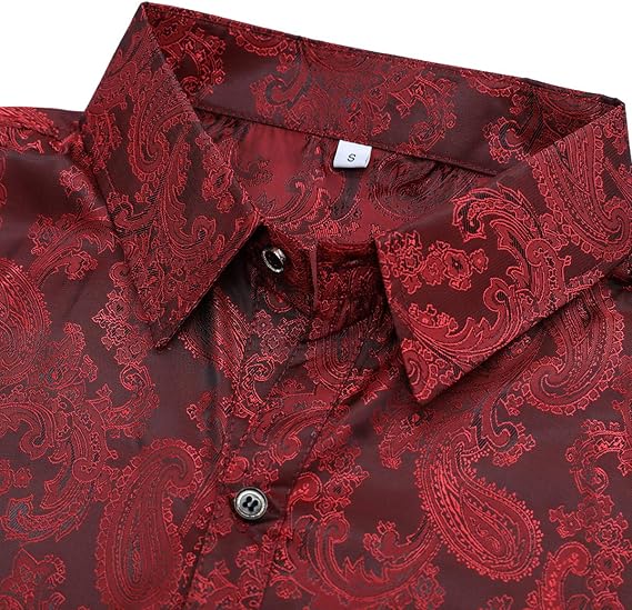 Men's Paisley Long Sleeve Embroidered Shirt