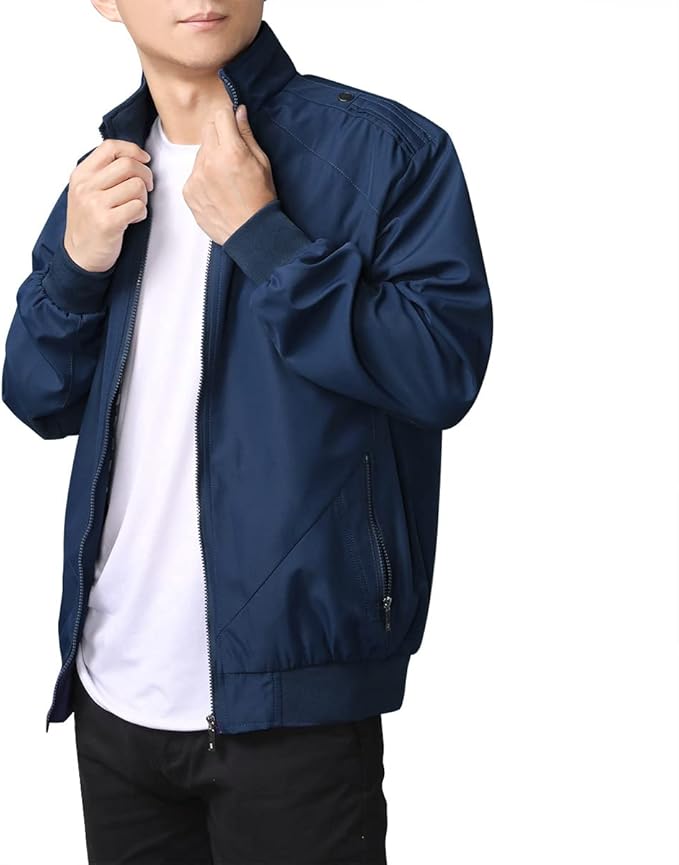 Men's Bomber Jacket with Stand-Up Collar