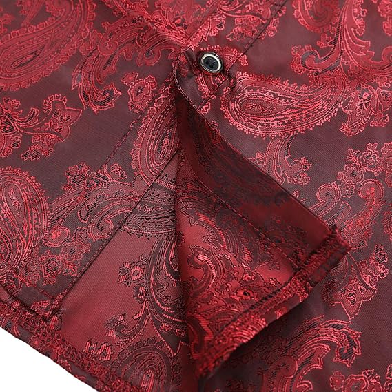 Men's Paisley Long Sleeve Embroidered Shirt