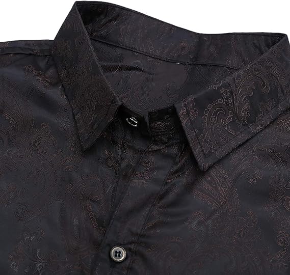 Men's Paisley Long Sleeve Embroidered Shirt