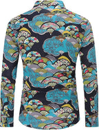 Men's Long Sleeve Paisley Print Linen Shirt