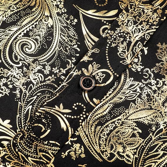 Men's Jacquard Long Sleeve Shirt - Paisley Pattern