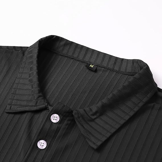 Men's Short Sleeve Polo Shirt with Button Placket