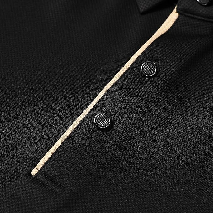 Men's Long Sleeve Polo Shirt with Contrast Collar