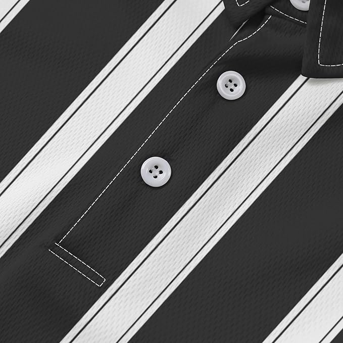 Men's Long Sleeve Striped Polo Shirt