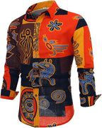 Men's Long Sleeve Paisley Print Linen Shirt