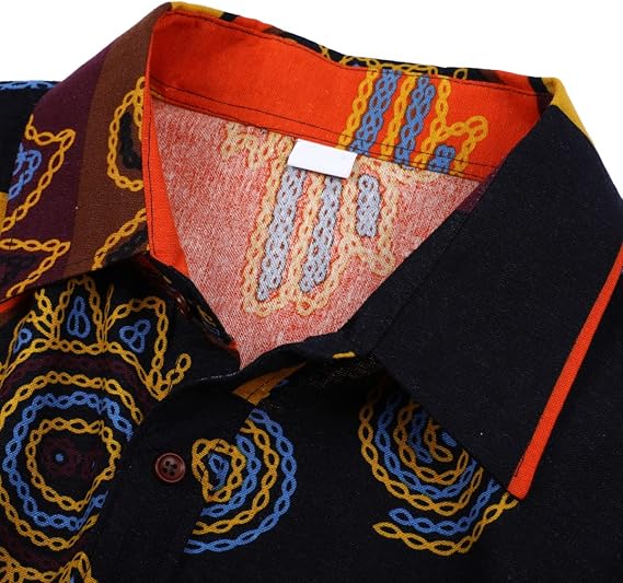 Men's Long Sleeve Paisley Print Linen Shirt