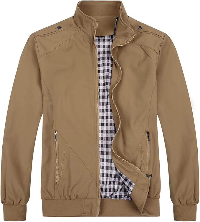 Men's Bomber Jacket with Stand-Up Collar