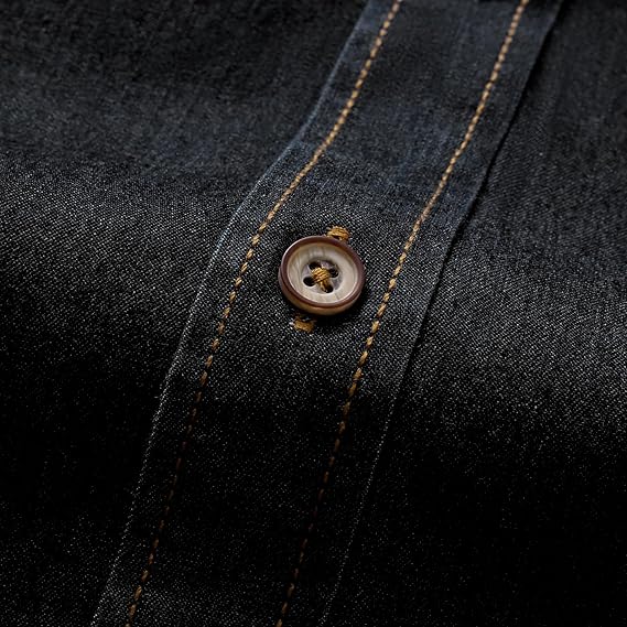 Men's Long Sleeve Denim Shirt – Slim Fit Cotton Casual Button-Down
