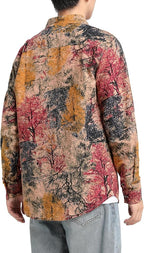 Men's Long Sleeve Paisley Print Linen Shirt
