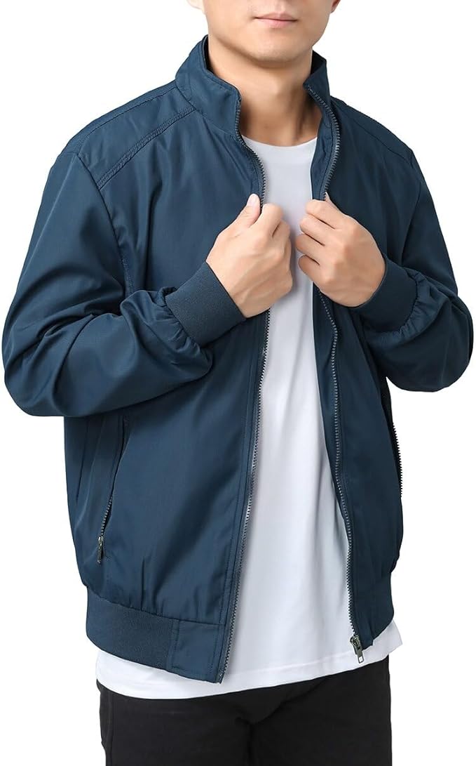 Men's Bomber Jacket with Stand-Up Collar