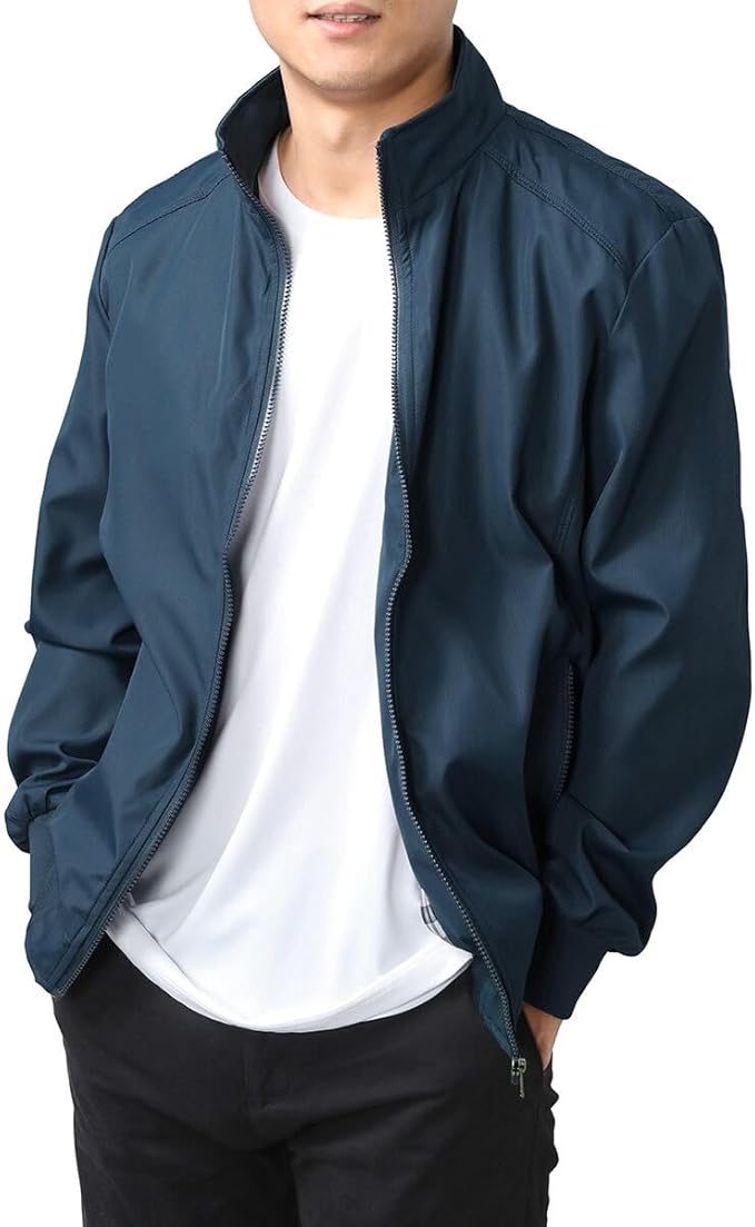Men's Bomber Jacket with Stand-Up Collar