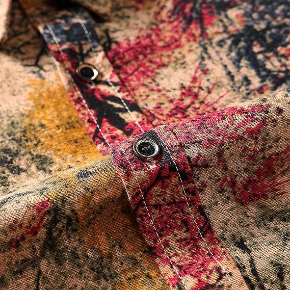 Men's Long Sleeve Paisley Print Linen Shirt