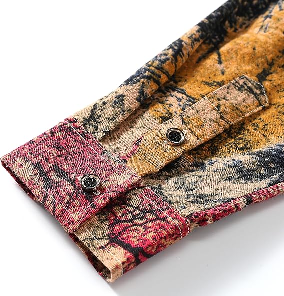 Men's Long Sleeve Paisley Print Linen Shirt